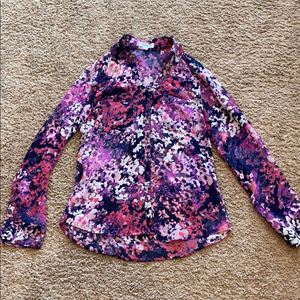 Colorful Button Down Blouse